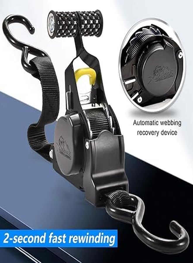 Meneflix حزام ربط مينيفليكس شديد التحمل قابل للسحب التلقائي - قوة 680 كجم، 330 × 17 سم - مثالي للشاحنات والمقطورات والدراجات النارية - Image 4